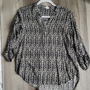 Navy and cream blouse